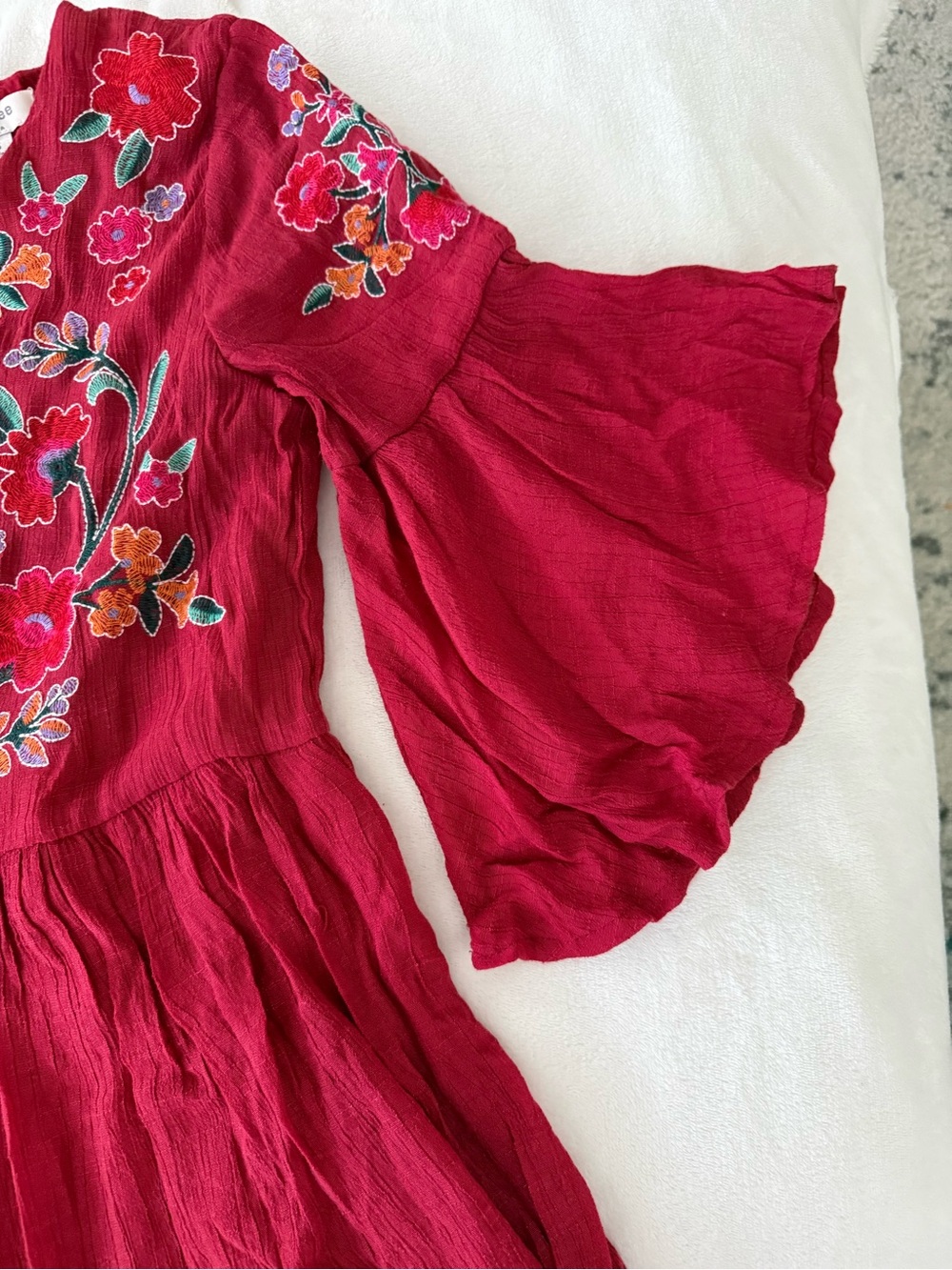 Umgee Dress Womens Small Embroidered Bodice Flutter Sleeves Boho E06 - Picture 2 of 9